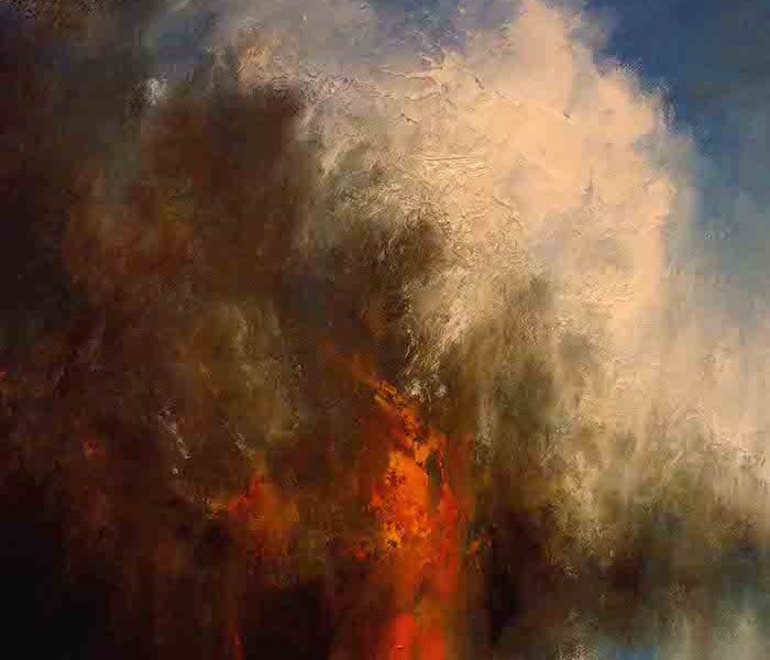 Denton Holme Fire. 60 x 80cms